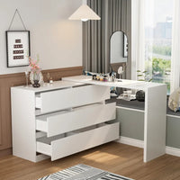 Commode et bureau rotatifs Timechee Home, commode 6 tiroirs, coiffeuse maquillage