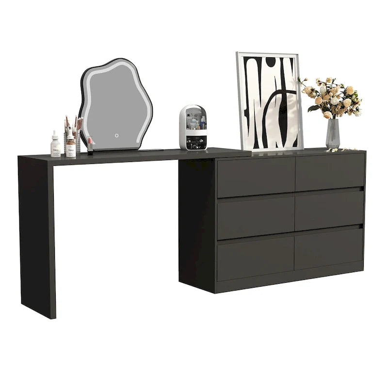 Commode et bureau rotatifs Timechee Home, commode 6 tiroirs, coiffeuse maquillage