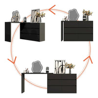 Commode et bureau rotatifs Timechee Home, commode 6 tiroirs, coiffeuse maquillage