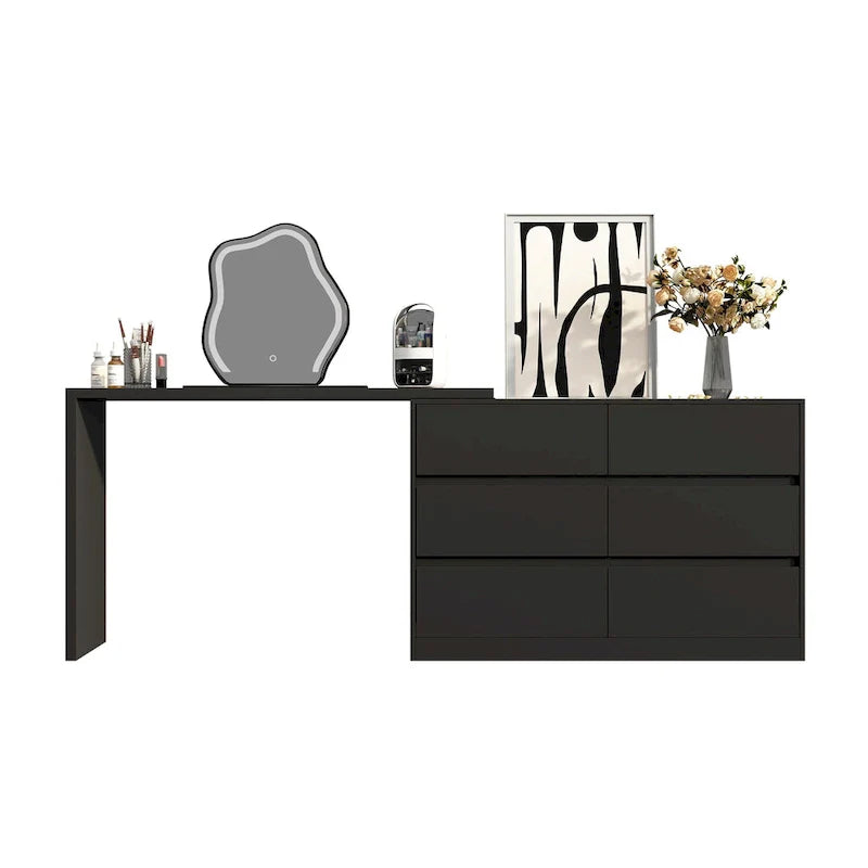 Commode et bureau rotatifs Timechee Home, commode 6 tiroirs, coiffeuse maquillage
