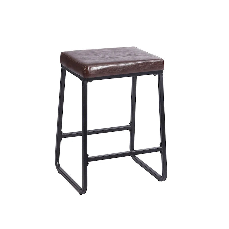 Porthos Home Selma, lot de 2 tabourets de comptoir, cuir PU, pieds en fer