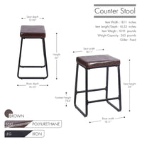 Porthos Home Selma, lot de 2 tabourets de comptoir, cuir PU, pieds en fer