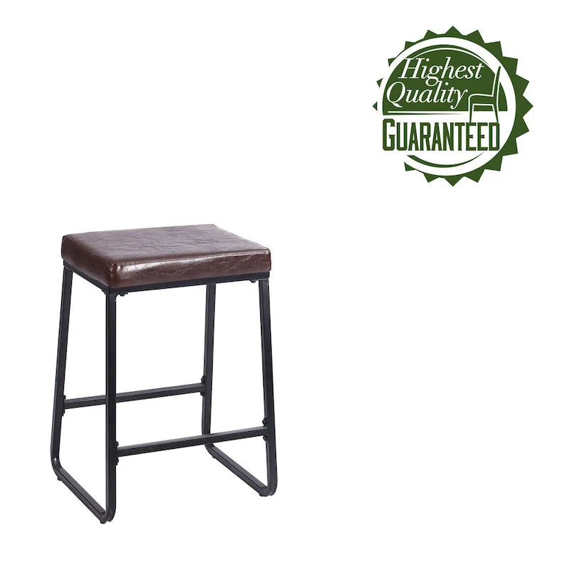 Porthos Home Selma, lot de 2 tabourets de comptoir, cuir PU, pieds en fer