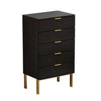 Commode à 5 tiroirs avec pieds en métal et rangement en bois