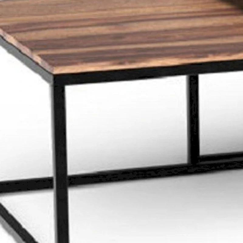 Lot de 2 tables basses gigognes carrées en bois naturel - 75 x 75 cm
