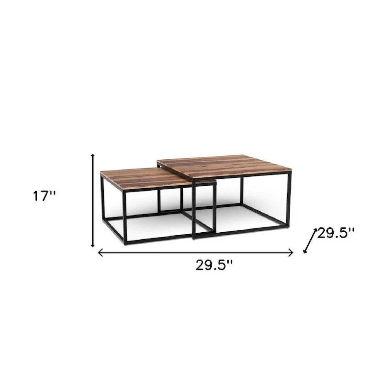 Lot de 2 tables basses gigognes carrées en bois naturel - 75 x 75 cm