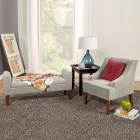 Banc de rangement façon causeuse en velours gris tourterelle Arum Copper Grove