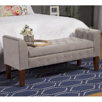 Banc de rangement façon causeuse en velours gris tourterelle Arum Copper Grove