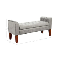 Banc de rangement façon causeuse en velours gris tourterelle Arum Copper Grove