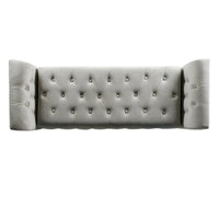 Banc de rangement façon causeuse en velours gris tourterelle Arum Copper Grove