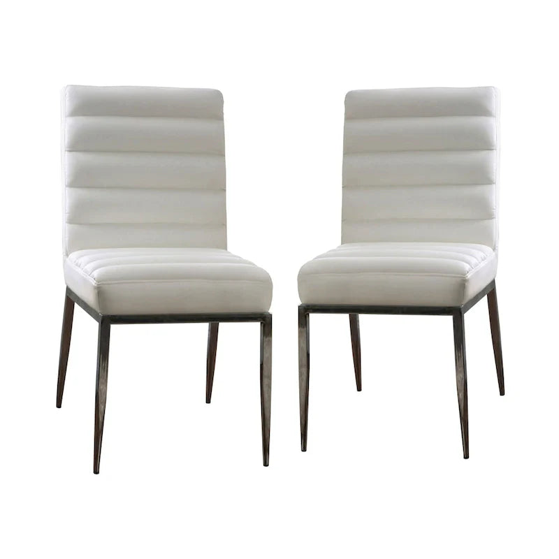 Chaises de salle à manger capitonnées à canaux blanches modernes Zigg Furniture of America (lot de 2)