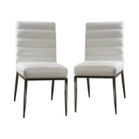 Chaises de salle à manger capitonnées à canaux blanches modernes Zigg Furniture of America (lot de 2)