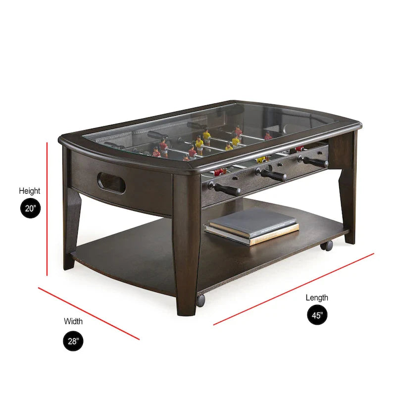 Table Basse Baby-Foot en Bois de Noyer Foncé/Verre Darlington de Steve Silver