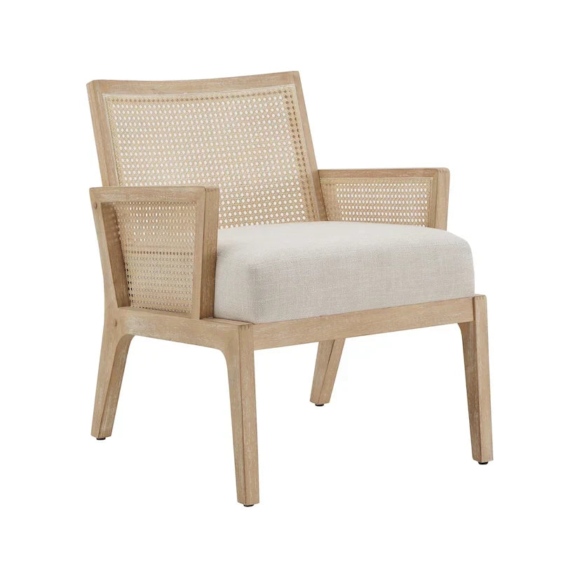 Fauteuil d'appoint en canne à tissu avec finition naturelle Celann par iNSPIRE Q Modern