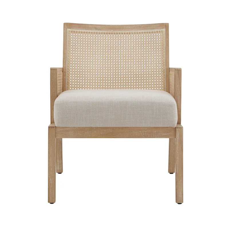 Fauteuil d'appoint en canne à tissu avec finition naturelle Celann par iNSPIRE Q Modern
