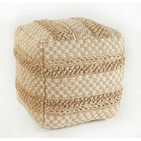 Sevita pouf à damier en jute naturel