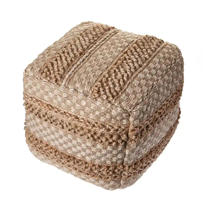 Sevita pouf à damier en jute naturel