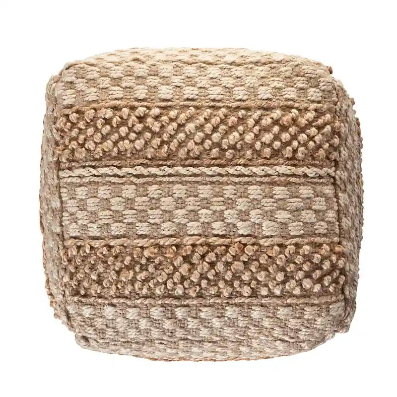 Sevita pouf à damier en jute naturel