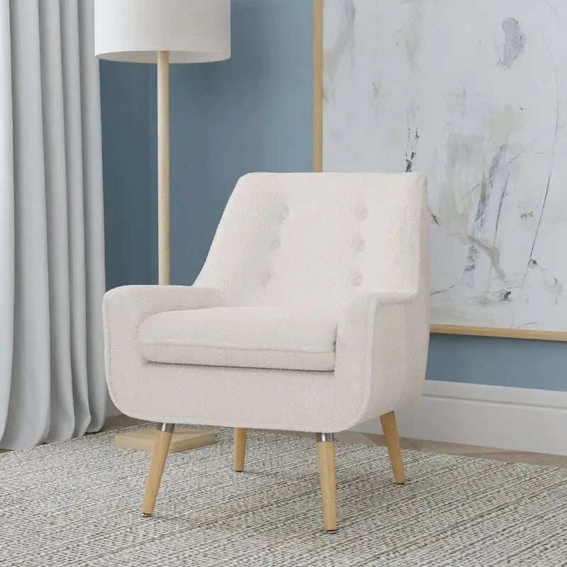 Fauteuil d'appoint Arlo en Fausse Fourrure Sherpa Blanche