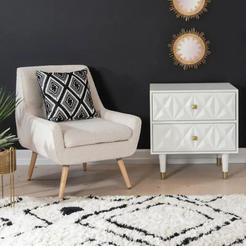 Fauteuil d'appoint Arlo en Fausse Fourrure Sherpa Blanche