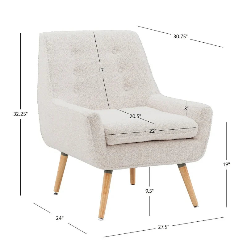 Fauteuil d'appoint Arlo en Fausse Fourrure Sherpa Blanche
