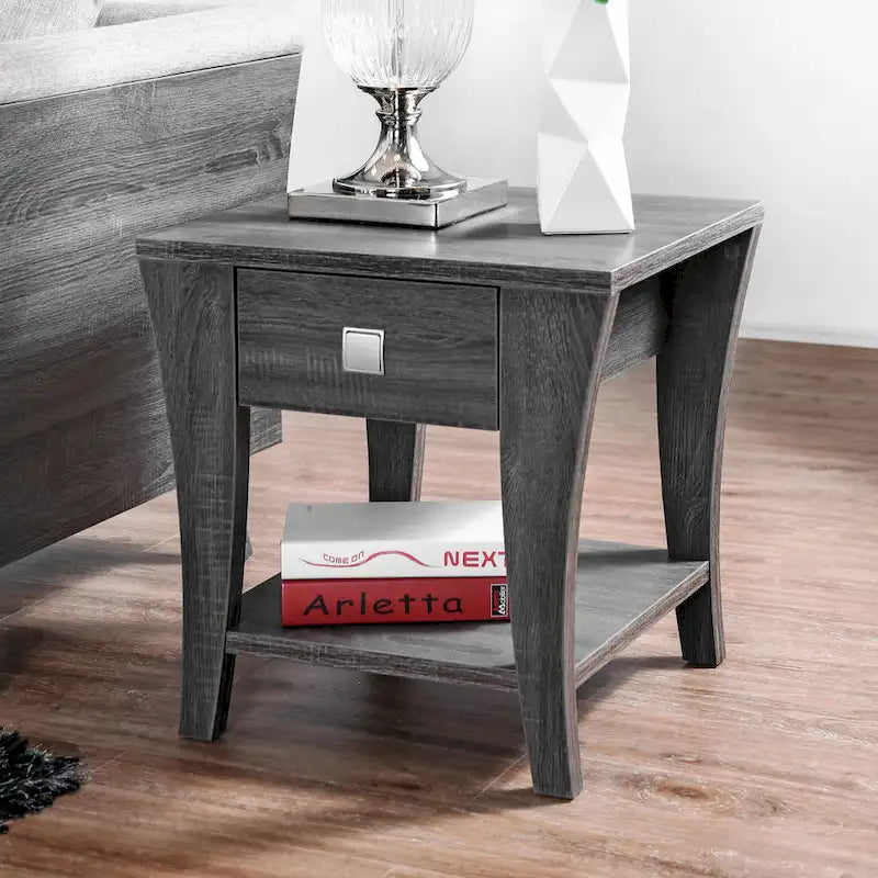 Table d'appoint à rangement évasée moderne gris DH BASIC de Denhour