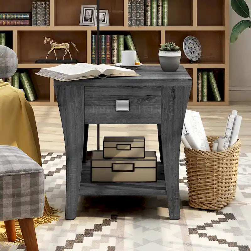 Table d'appoint à rangement évasée moderne gris DH BASIC de Denhour