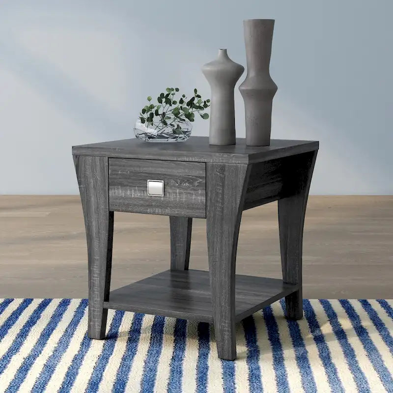 Table d'appoint à rangement évasée moderne gris DH BASIC de Denhour