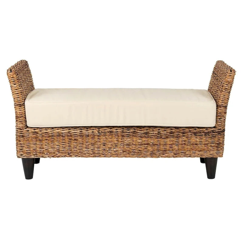 Banc en abaca naturel tressé avec coussin par East at Main