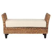 Banc en abaca naturel tressé avec coussin par East at Main