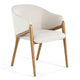 Chaise de salle à manger Modrest Lunde en tissu crème, cuir végétalien crème et noyer avec accoudoirs