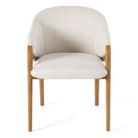 Chaise de salle à manger Modrest Lunde en tissu crème, cuir végétalien crème et noyer avec accoudoirs