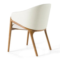 Chaise de salle à manger Modrest Lunde en tissu crème, cuir végétalien crème et noyer avec accoudoirs