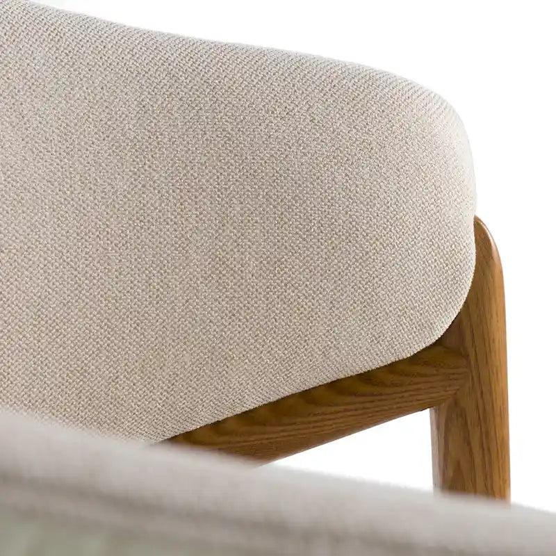 Chaise de salle à manger Modrest Lunde en tissu crème, cuir végétalien crème et noyer avec accoudoirs