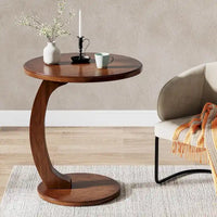 Table d'appoint en bois en forme de C