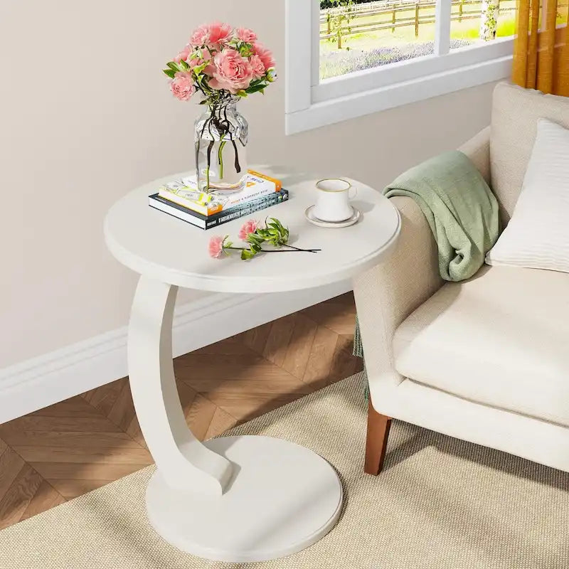 Table d'appoint en bois en forme de C