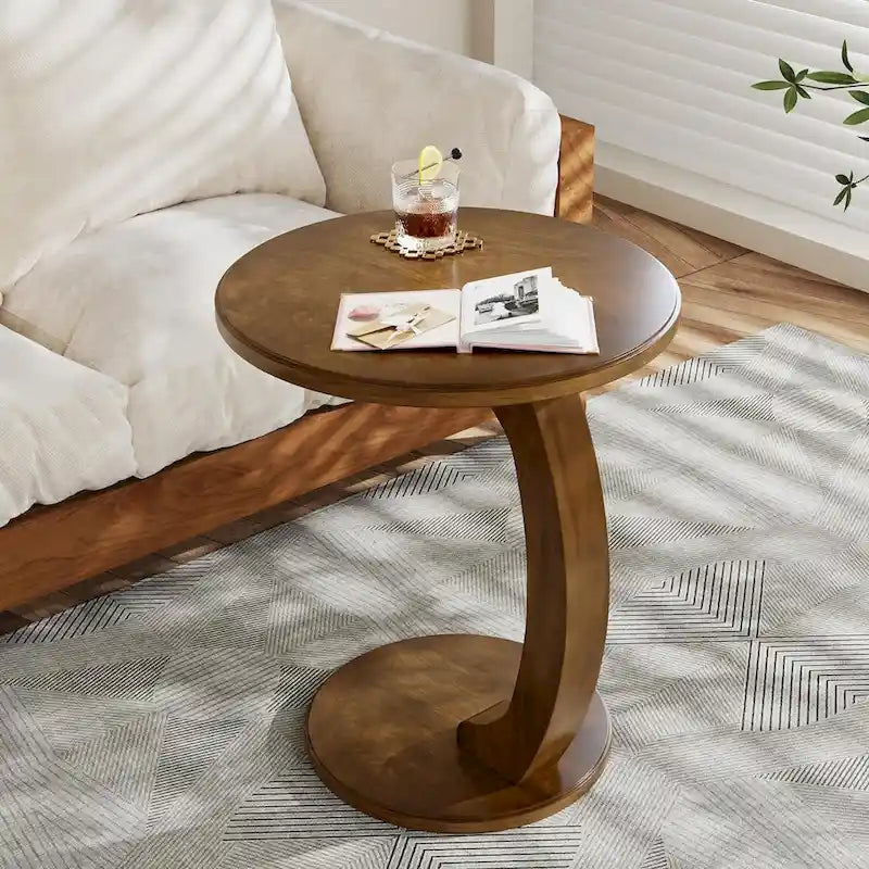 Table d'appoint en bois en forme de C