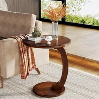 Table d'appoint en bois en forme de C