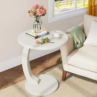 Table d'appoint en bois en forme de C