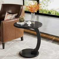 Table d'appoint en bois en forme de C