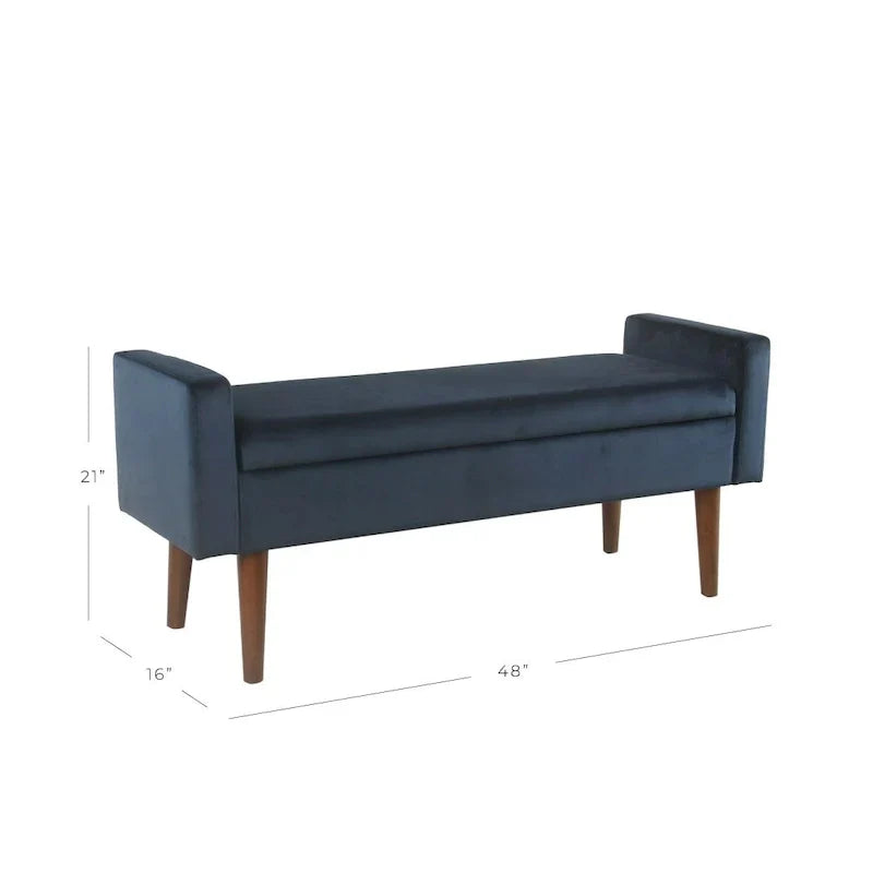 Banc de rangement en velours Carson Carrington Hamn - Bleu marine foncé