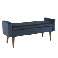 Banc de rangement en velours Carson Carrington Hamn - Bleu marine foncé