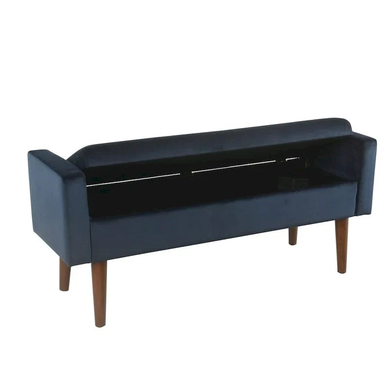 Banc de rangement en velours Carson Carrington Hamn - Bleu marine foncé
