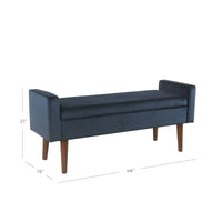 Banc de rangement en velours Carson Carrington Hamn - Bleu marine foncé