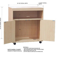 Chariot de cuisine micro-ondes avec armoire à 2 portes (Hêtre)