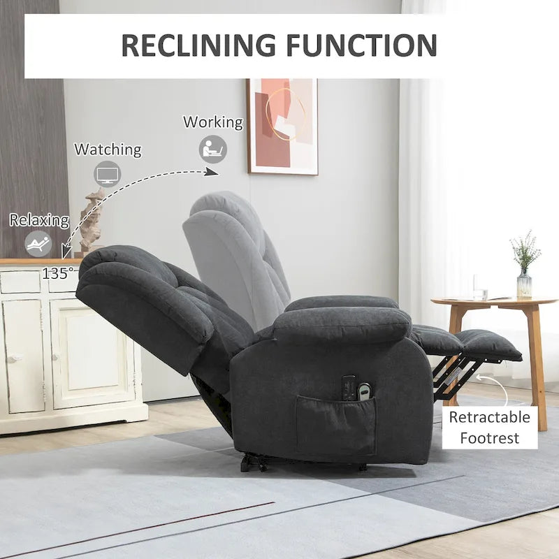 Fauteuil Élévateur Inclinable HOMCOM pour Personnes Âgées Grand et Large avec Massage
