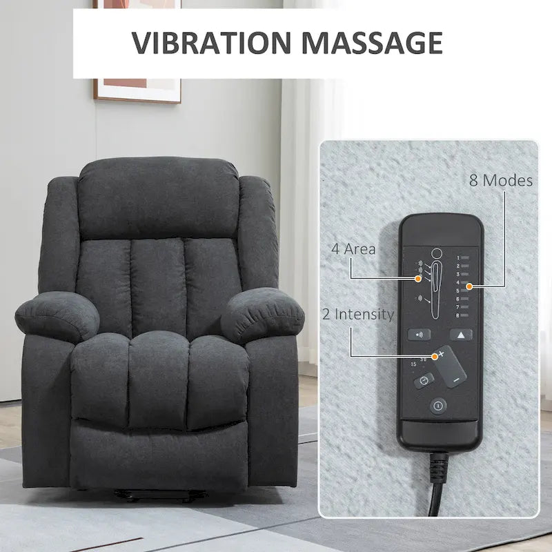 Fauteuil Élévateur Inclinable HOMCOM pour Personnes Âgées Grand et Large avec Massage