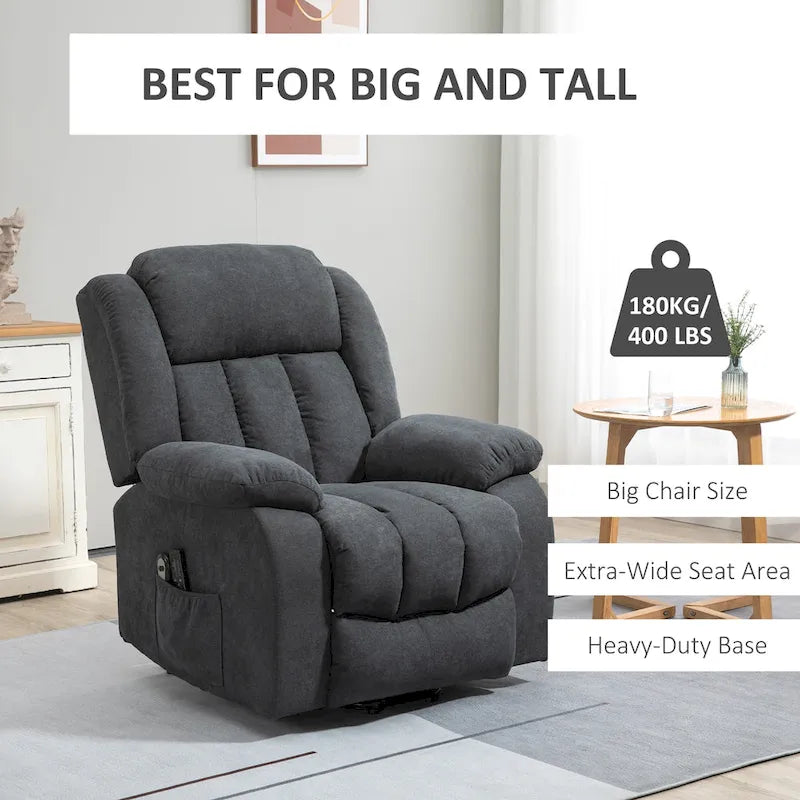 Fauteuil Élévateur Inclinable HOMCOM pour Personnes Âgées Grand et Large avec Massage