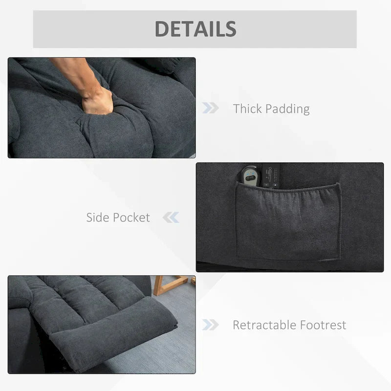 Fauteuil Élévateur Inclinable HOMCOM pour Personnes Âgées Grand et Large avec Massage