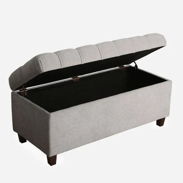 Banc de rangement capitonné Copper Grove Muir, frêne argenté